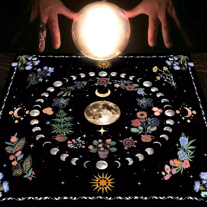 Toalha Mística Lua Tripla com Flores