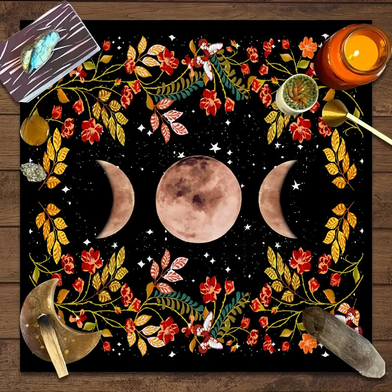 Toalha Mística Lua Tripla com Flores